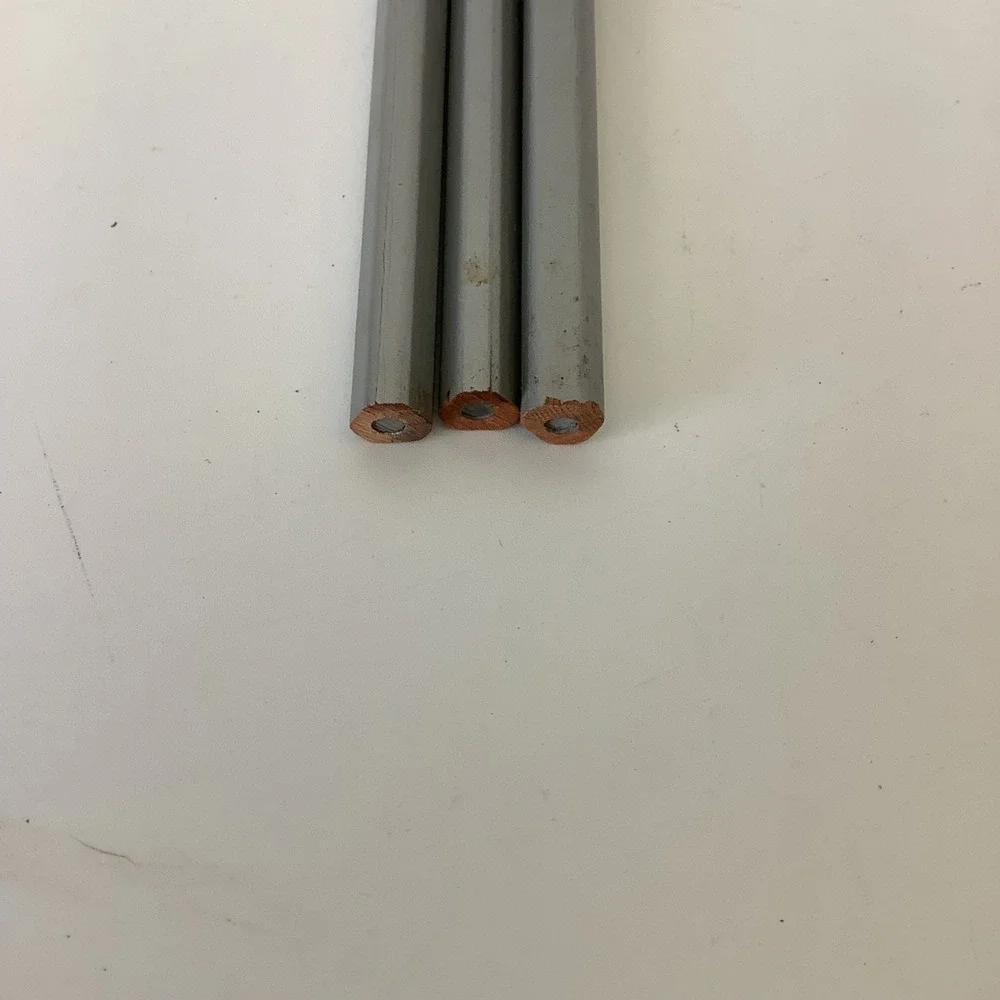 Richard Best Try Rex‎ Omega 1827 Pencils 3 Silver Body w/ Eraser Drawing Pencils